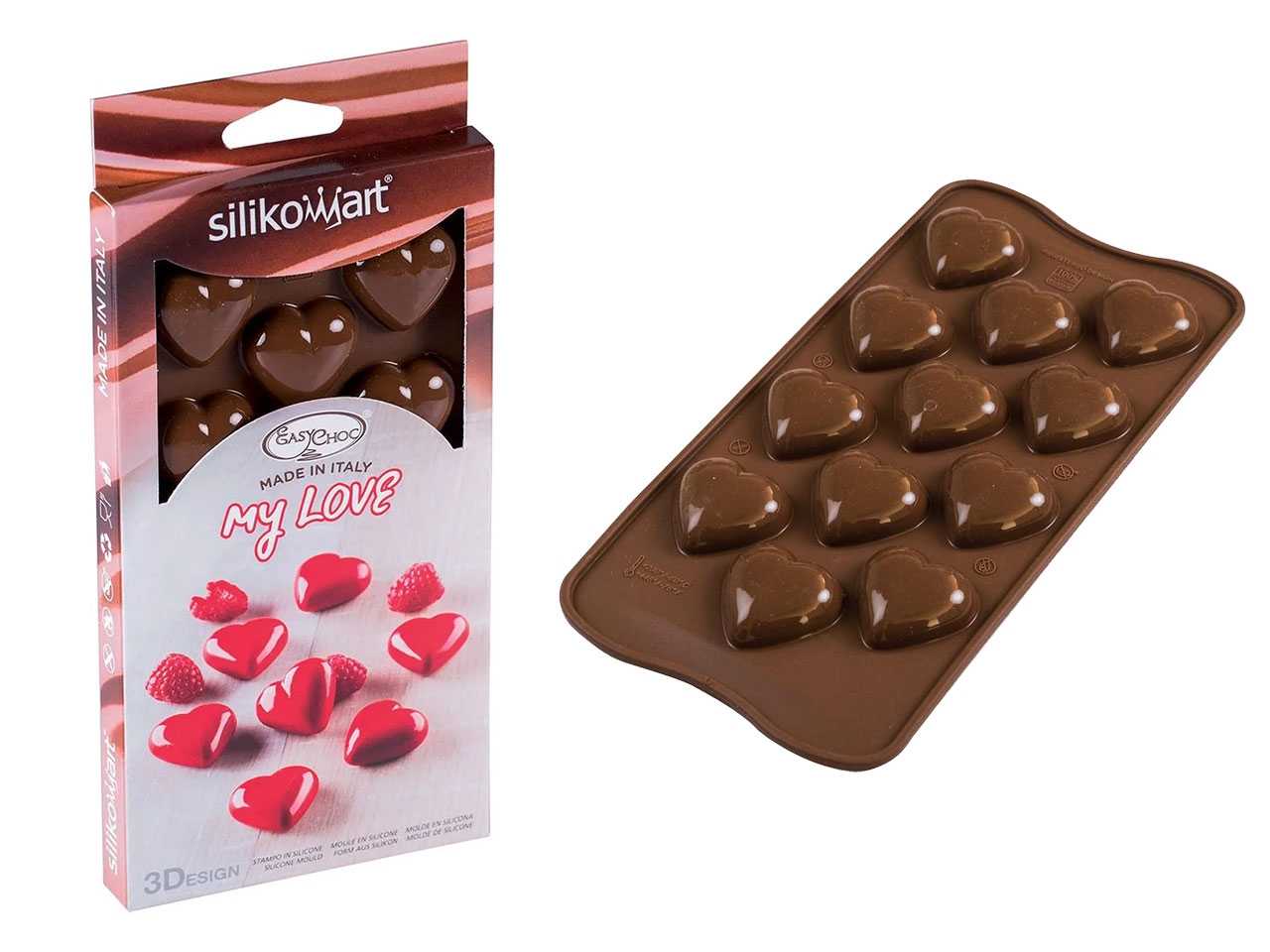 Stampo in silicone 3D per 12 cioccolatini My Love